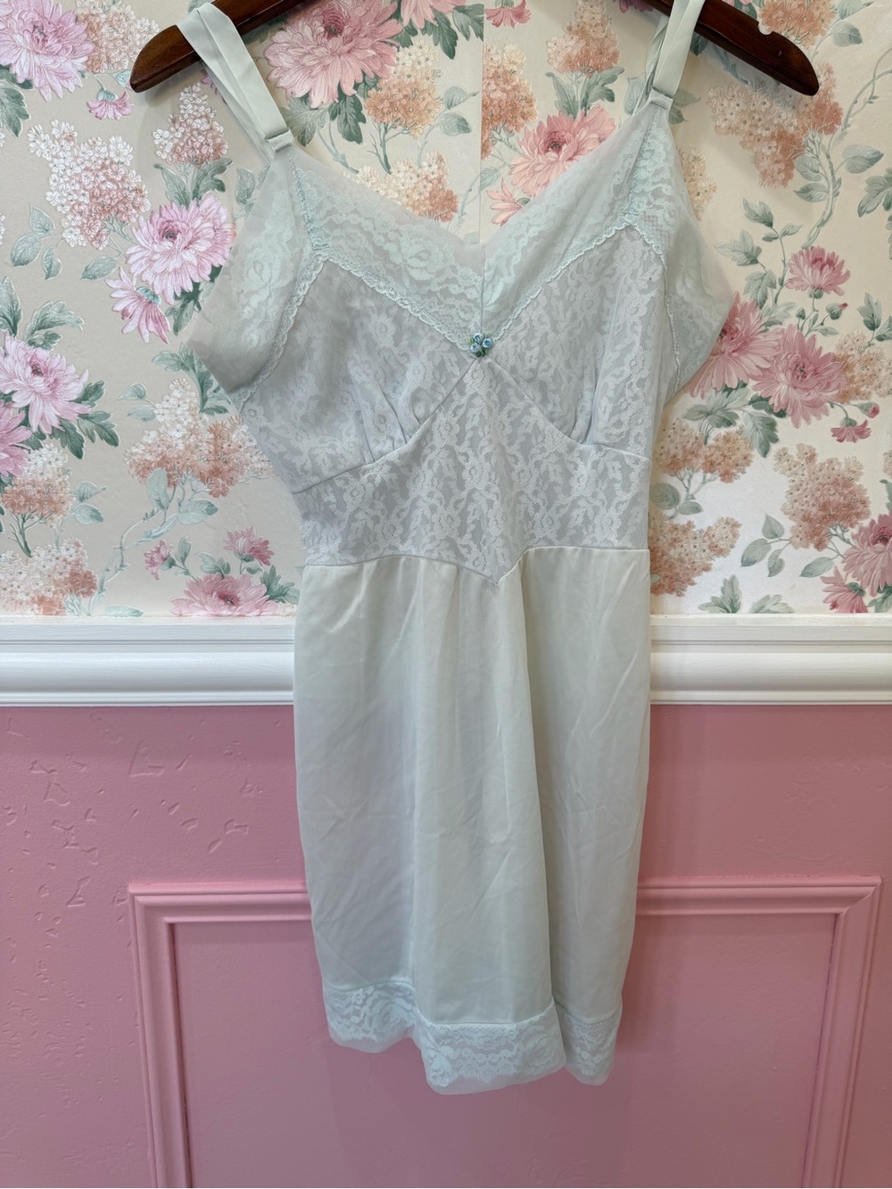 American Vintage Pale Mint Lace Slip Dress